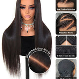 Wavymy M-Cap 9x6 Lace Wear Go Pre Cut Glueless Straight Pre-bleached Wigs 180% Density