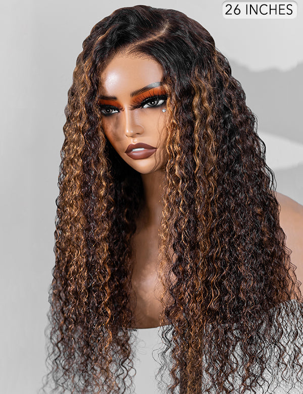 highlight water wave glueless 7x5 lace wig c part 26 inch style