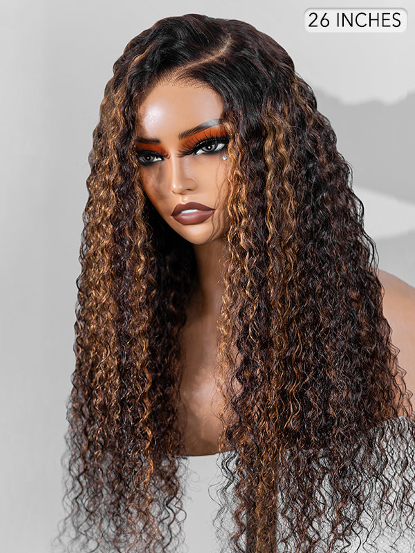 highlight water wave glueless 7x5 lace wig c part 26 inch style