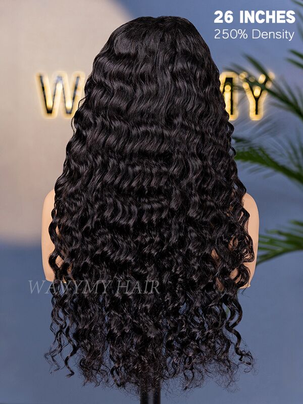 7x5 lace nature wave glueless 250% density wig back view