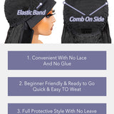 Wavymy Yaki Straight Headband Wig Real Scalp Ice Silk Headband 100% Virgin Human Hair Pre-attached Scarf Glueless Wig