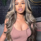 Wavymy Highlight Balayage Color Wig Body Wave 13x4 Lace Front Wigs Blonde Brown Color Pre Plucked Lace Wigs