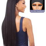 Wavymy Yaki Straight Headband Wig Real Scalp Ice Silk Headband 100% Virgin Human Hair Pre-attached Scarf Glueless Wig