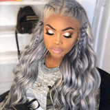 Wavymy Body Wave Grey Color 13x4 Straight Lace Front 180% Wigs Customized Color Wigs