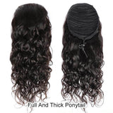 Wavymy Human Hair Water Wave Drawstring Ponytail Wrap Around Ponytail Long Human Hair Piece
