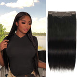 Wavymy Straight Hair Extensions Fish Line Hairnet Hairpiece Human Hair