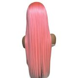 Wavymy 13x4 Lace Front Pink Color Virgin Human Hair Straight Wig Long Hairstyles