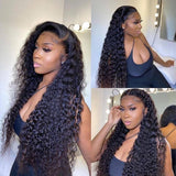 Wavymy Deep Wave 360 Lace Front Wig Human Hair Wig Natural Black