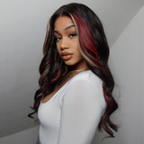 Wavymy Multi Color Ombre Highlights 13x4 Lace Front Wig Red And Blonde Body Wave Wigs