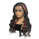 Wavymy Multi Color Ombre Highlights 13x4 Lace Front Wig Red And Blonde Body Wave Wigs