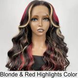 Wavymy Multi Color Ombre Highlights 13x4 Lace Front Wig Red And Blonde Body Wave Wigs