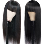 High density straight wig with bangs