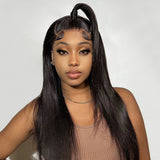 Wavymy Straight Hair Extensions Fish Line Hairnet Hairpiece Human Hair