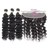 Wavymy Loose Deep Wave Virgin Hair Weave 3 Bundles With 13x6 Lace Frontal