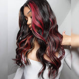 Wavymy Multi Color Ombre Highlights 13x4 Lace Front Wig Red And Blonde Body Wave Wigs