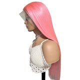 Wavymy 13x4 Lace Front Pink Color Virgin Human Hair Straight Wig Long Hairstyles