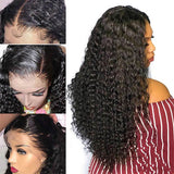 Wavymy Deep Wave 360 Lace Front Wig Human Hair Wig Natural Black