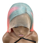 13x4 lace front pink purple and turquoise hair wig