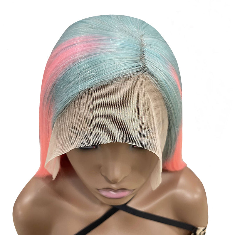 13x4 lace front pink purple and turquoise hair wig