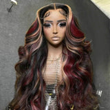 Wavymy Multi Color Ombre Highlights 13x4 Lace Front Wig Red And Blonde Body Wave Wigs