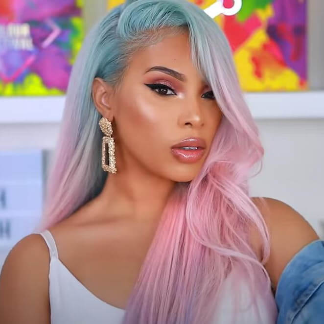 ombre pink purple and turquoise hair wig