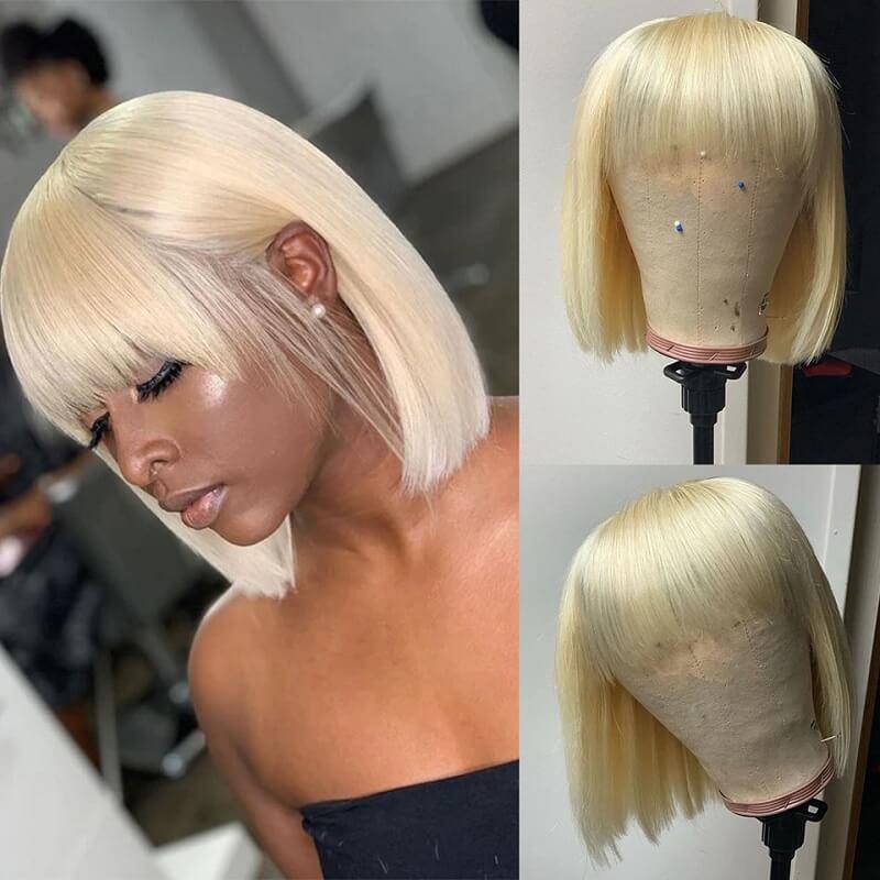 blonde bob wig with bangs