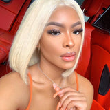Wavymy 613 Blonde Short Bob Wig 13x4 Lace Front Wigs Straight Human Hair