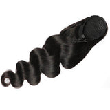 body wave human hair ponytail drawstring