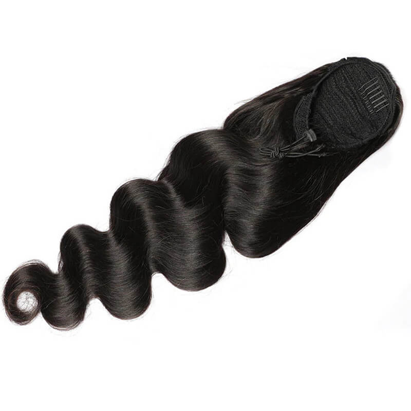 body wave human hair ponytail drawstring