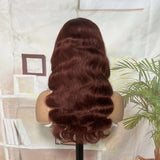 Wavymy Wear Go Wigs Reddish Brown Color Glueless Dome Cap 4x6 Lace Closure Wig Body Wave Wigs 180% Density