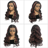 Wavymy Multi Color Ombre Highlights 13x4 Lace Front Wig Red And Blonde Body Wave Wigs