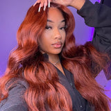 Wavymy Wear Go Wigs Reddish Brown Color Glueless Dome Cap 4x6 Lace Closure Wig Body Wave Wigs 180% Density