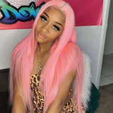 Wavymy 13x4 Lace Front Pink Color Virgin Human Hair Straight Wig Long Hairstyles