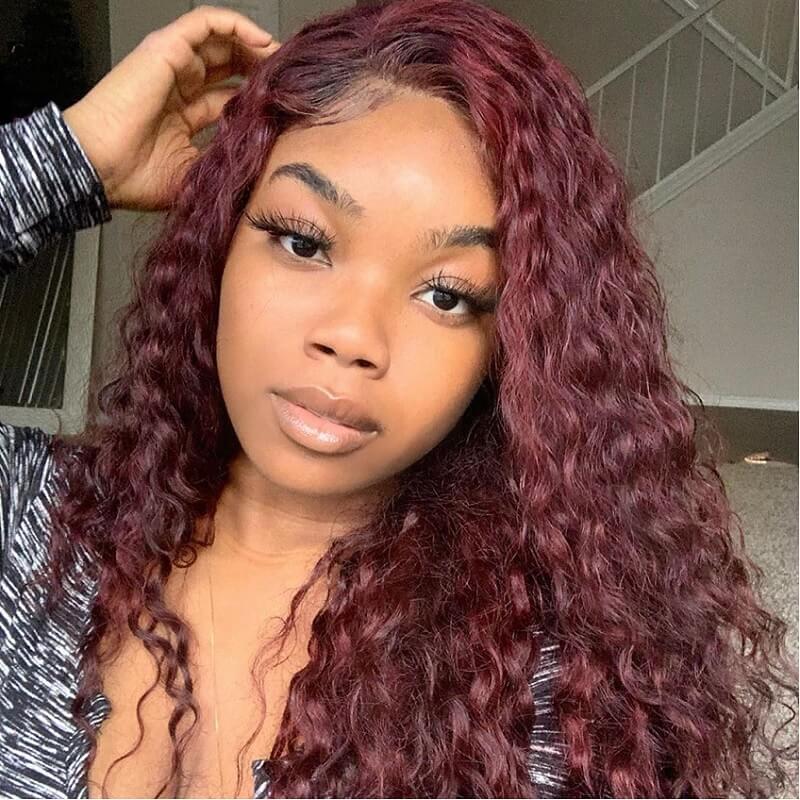 36 inch Burgundy 99J Color Synthetic Lace Front Wig Braided Wigs