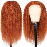 Wavymy Kinky Curly Wigs Ginger Orange Color 13x4 Lace Front Human Hair Wig For Sale