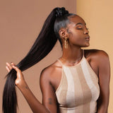 Wavymy Human Hair Straight Drawstring Ponytail Wrap Around Ponytail Long Human Hair Piece