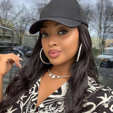 Wavymy Body Wave Natural Color Hat Wigs With Human Hair Baseball Cap Wigs With Hair Attached