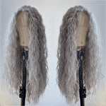 human hair grey curly wig