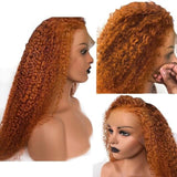 Wavymy Kinky Curly Wigs Ginger Orange Color 13x4 Lace Front Human Hair Wig For Sale