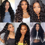 Wavymy Virgin Human Hair Weave Loose Deep Wave 4 Bundles with 4x4 Lace Closure