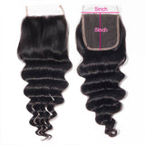 Wavymy Loose Deep Wave 5x5 Lace Closure With 3 Bundles Human Virgin Hair Weave