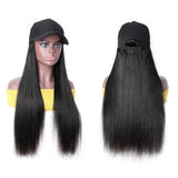 Wavymy Straight Baseball Cap Wigs With Hair Attached Hat Wigs With Human Hair