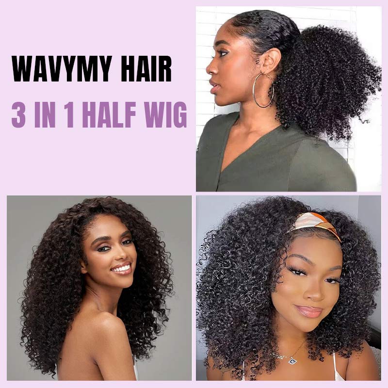 Wavymy Hair 3 in 1 Half Wig—One Wig Triple Style