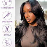 Wavymy Face-Framing Curtain Bangs Layered Cut Body Wave Pre-Cut Lace Wear Go Glueless Pre-bleached Wigs 180% Density