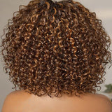 Wavymy Pre-cut Lace Wear Go Ombre Blonde Highlight Deep Curly 4x6 Lace Wigs Dome Cap Glueless with Natural Hairline Wig