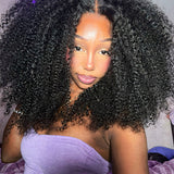 Wavymy Upgrade Afro Curly Glueless V Part Wig Human Hair Wear Go No Leave Out V Part Wig For Women 180% Density