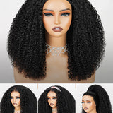 Wavymy Half Wig Kinky Curly Upgrade No Lace No Glue Human Hair Wigs 180% Density