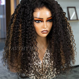 Wavymy Upgrade 3 In 1 Half Wigs Highlight Water Wave No Lace No Glue Human Hair 180% Density