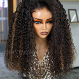 Wavymy Upgrade 3 In 1 Half Wigs Highlight Water Wave No Lace No Glue Human Hair 180% Density