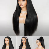 Wavymy Upgrade Half Wig Straight No Glue No Lace Human Hair For Women 180% Density